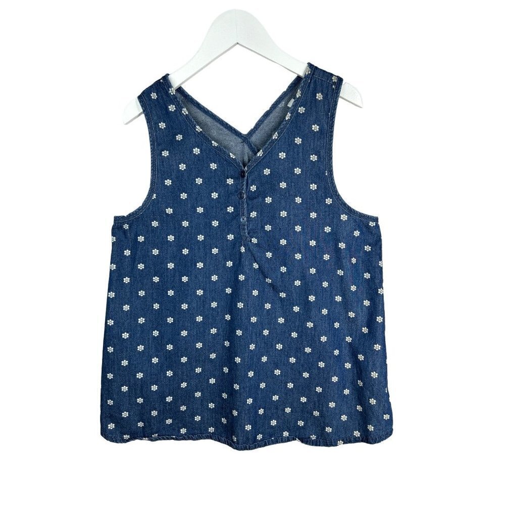 Splendid Girls Denim Floral Print Tank Top Size 14